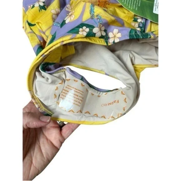 Floral Halter One-Piece Swimsuit - Yellow and Purple - Picture 6 of 6